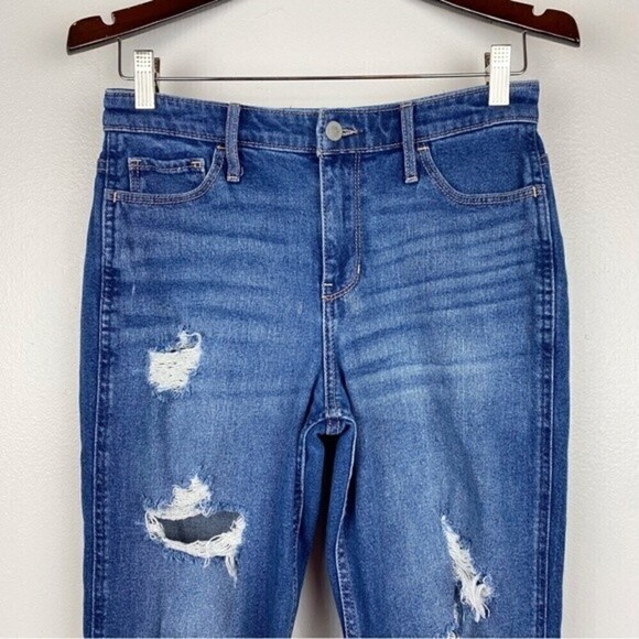 Hollister Distressed High Rise Mom Jeans Raw Hem Size 27 - Picture 2 of 9